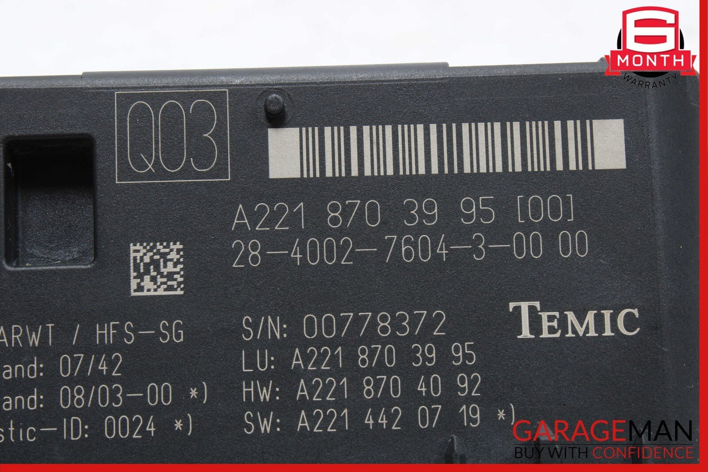07-14 Mercedes W221 S550 CL550 Trunk Release Remote Open Close Module OEM