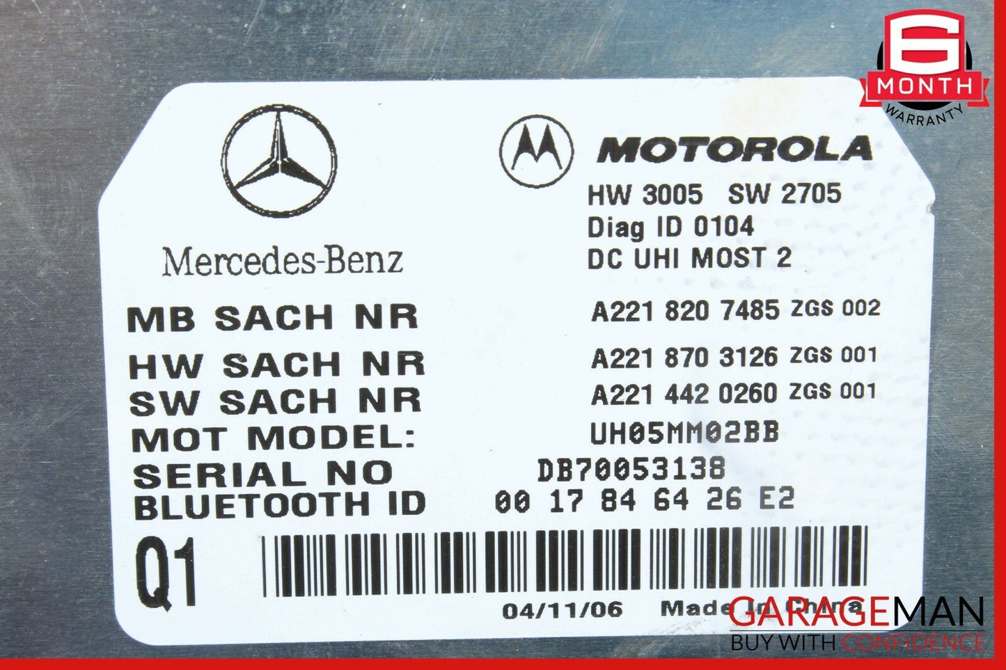 07-13 Mercedes W221 S550 S600 S63 AMG Bluetooth Control Module 2218207485 OEM