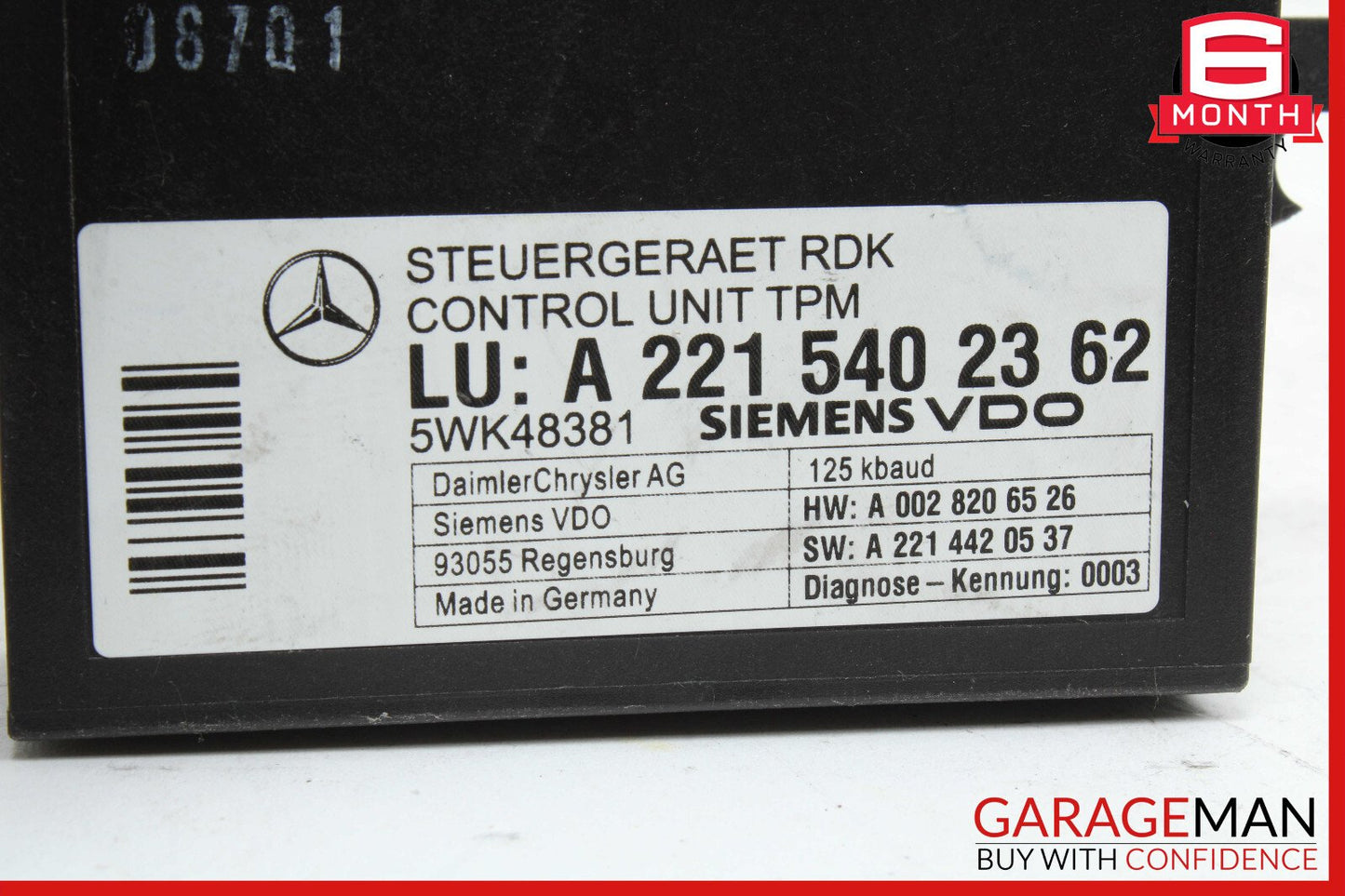 07-13 Mercedes W221 S550 S600 Tire Pressure Monitor Module Unit 2215402362 OEM