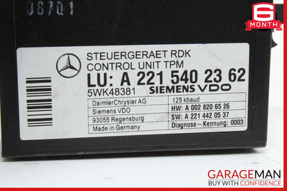 07-13 Mercedes W221 S550 S600 Tire Pressure Monitor Module Unit 2215402362 OEM