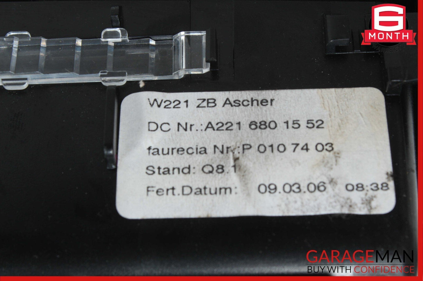 07-09 Mercedes W221 S550 Ash Tray Ashtray Lighter Trim 2216801552 Black OEM