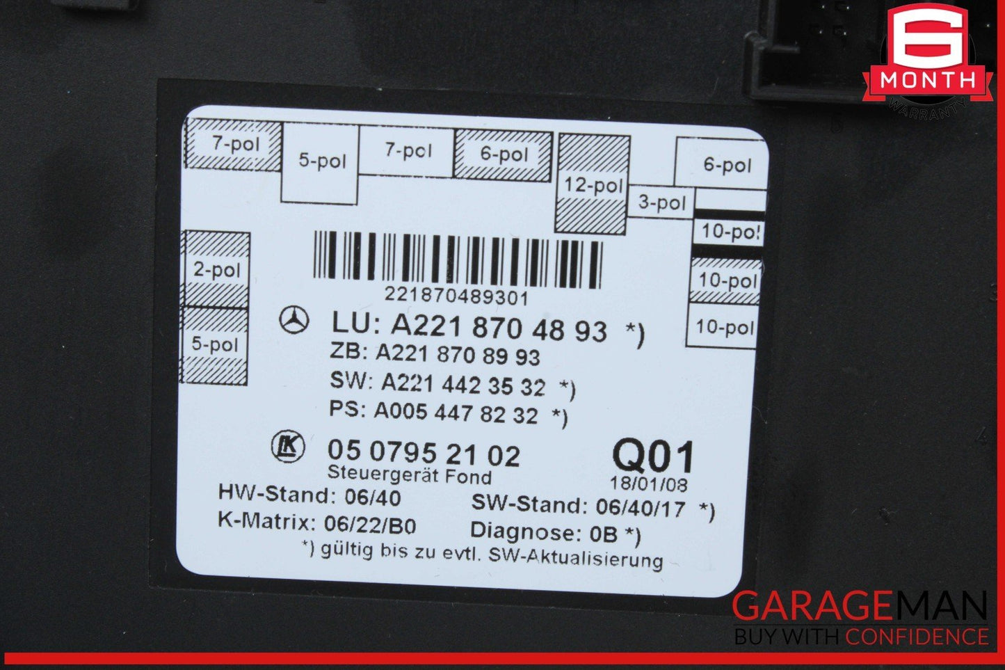 07-13 Mercedes W221 S550 S400 Rear Right or Left Side Door Control Module OEM