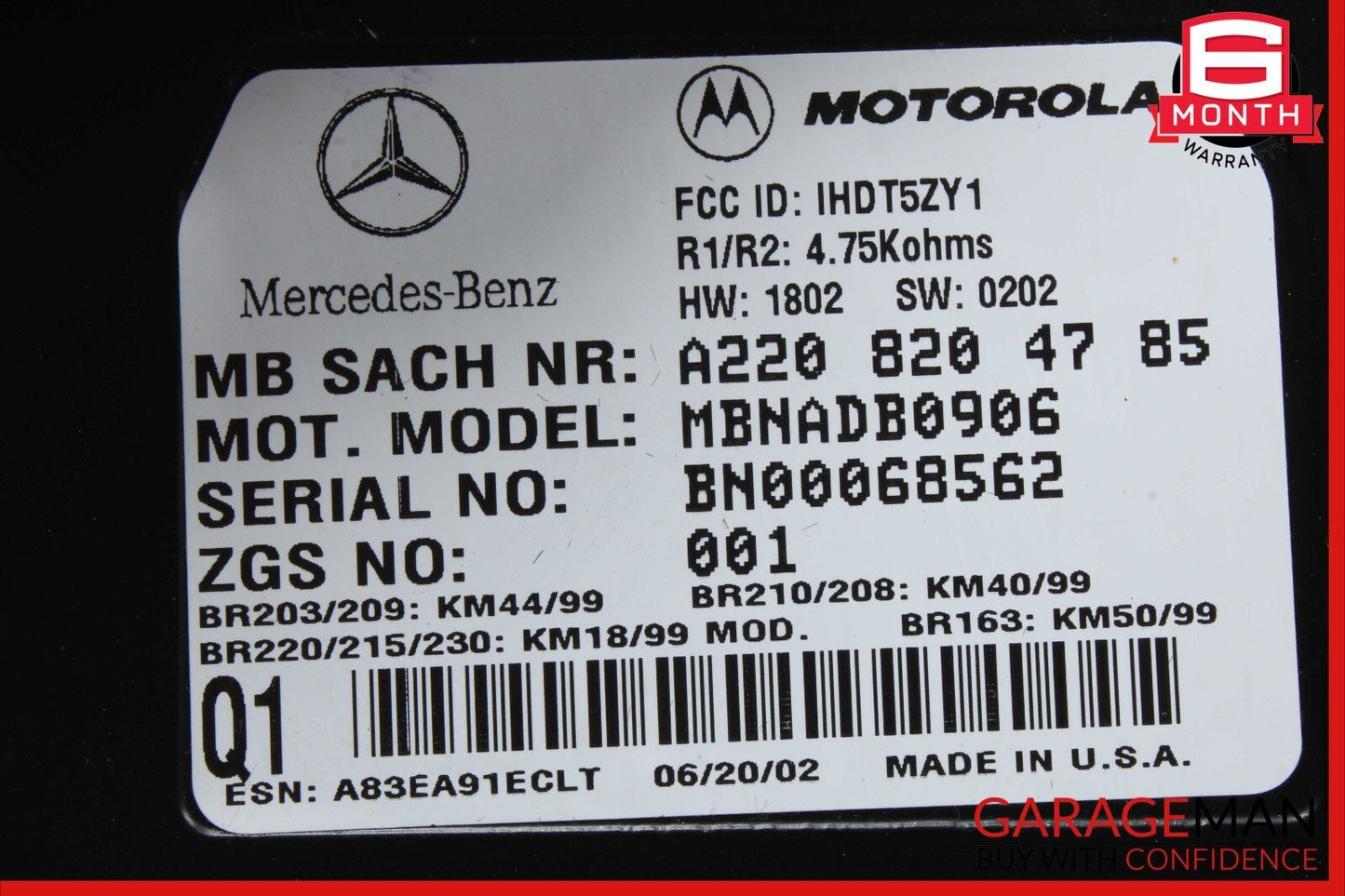 00-06 Mercedes R230 SL500 CLK55 AMG Voice Command Control Module 2208204785 OEM