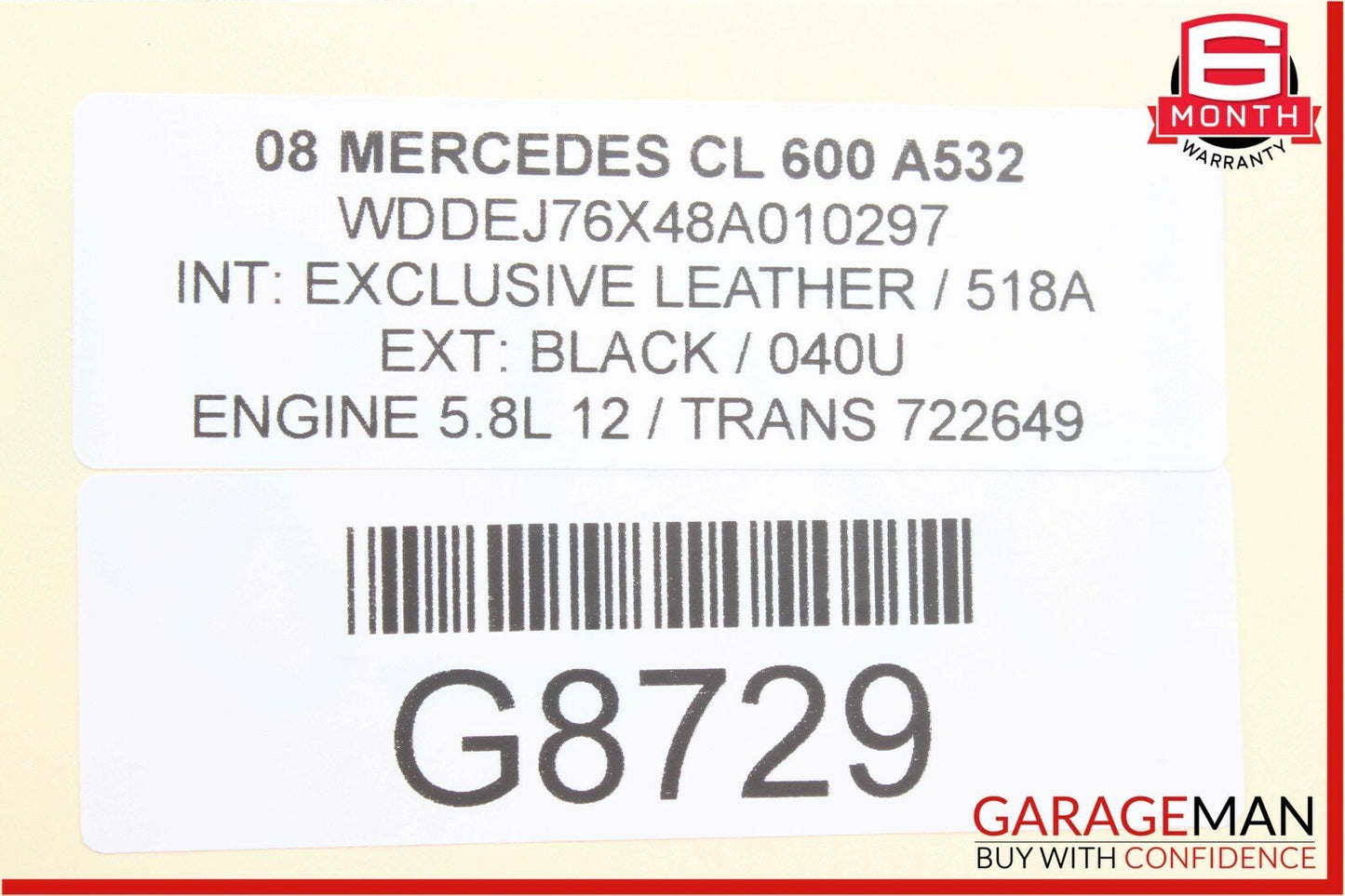 03-13 Mercedes CL600 V12 M275 Engine Piston & Connecting Rod Assembly OEM