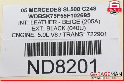 03-12 Mercedes R230 SL500 Convertible Left Main Top Drive Lift Cylinder OEM