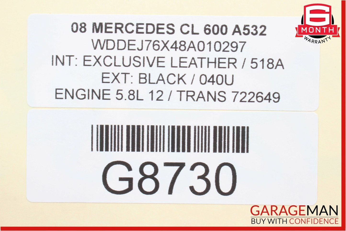 03-13 Mercedes S600 CL600 SL600 V12 M275 Engine Piston & Connecting Rod Assembly