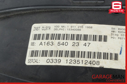 98-01 Mercedes W163 ML320 ML430 Instrument Cluster Speedometer OEM