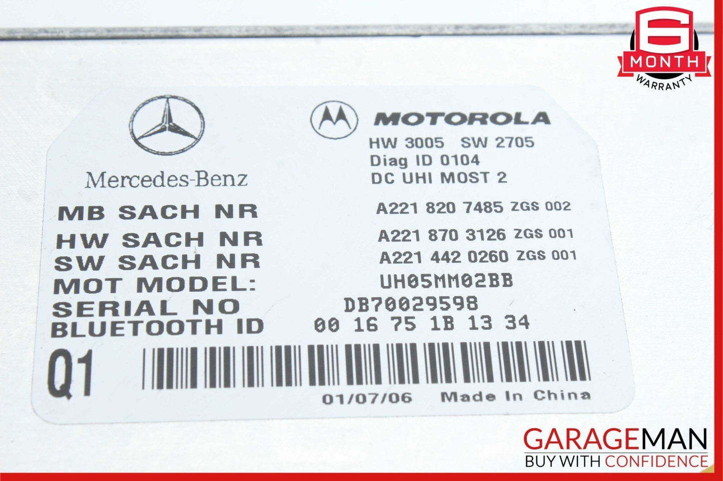 07-13 Mercedes W221 S550 S600 S63 AMG Bluetooth Control Module 2218207485 OEM