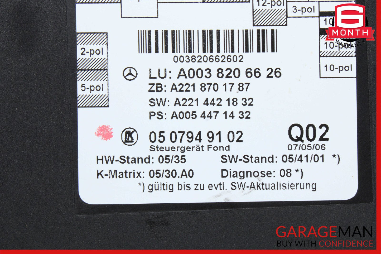 07-13 Mercedes W221 S550 S400 Rear Right or Left Side Door Control Module OEM