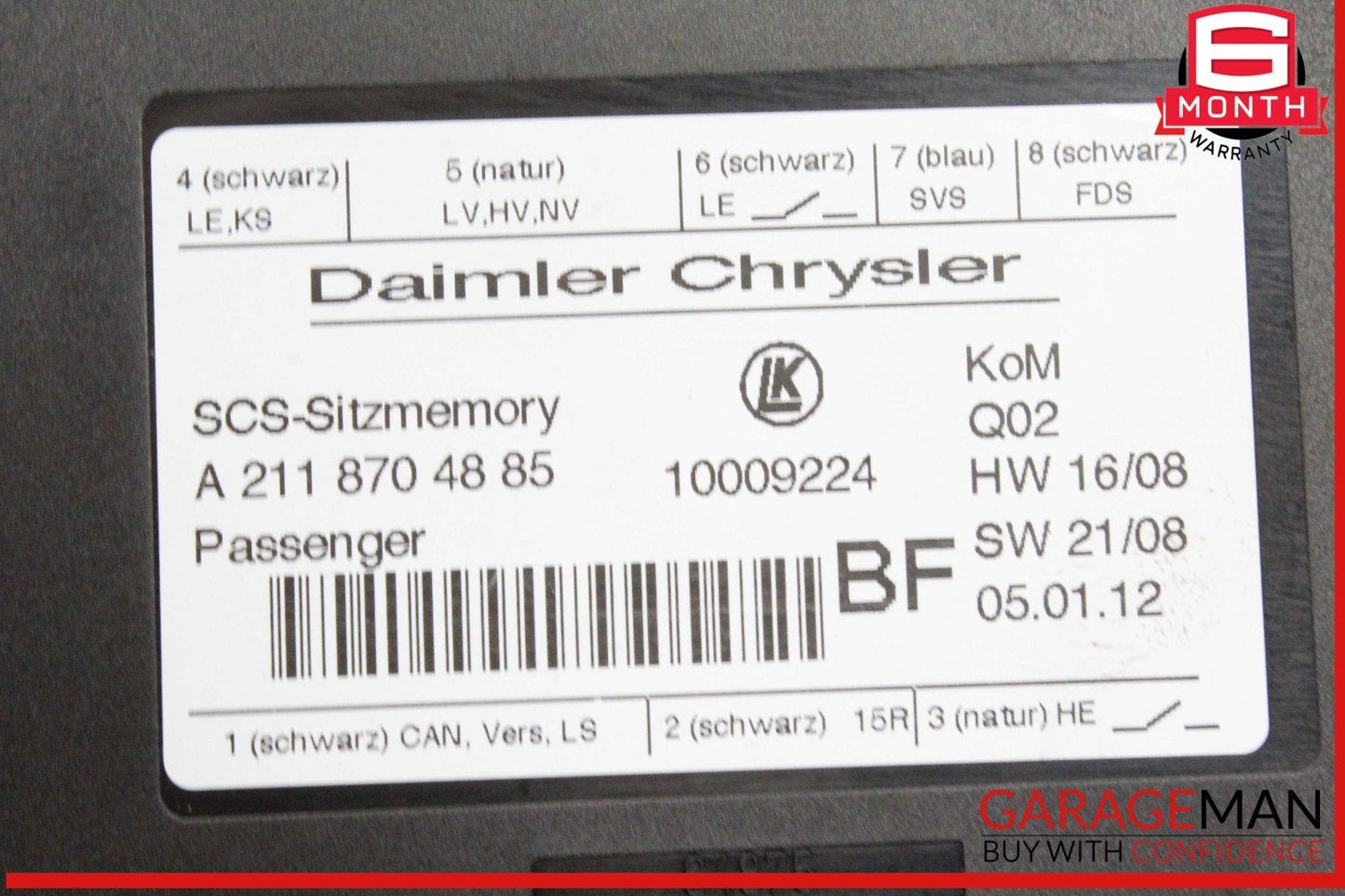03-12 Mercedes X164 GL450 4MATIC ML350 Front Right Side Seat Control Module OEM
