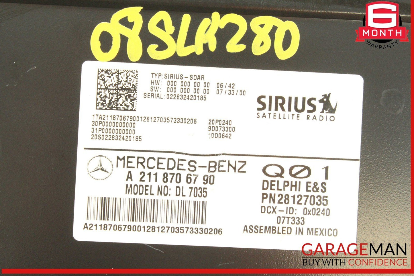 03-08 Mercedes R171 SLK280 C230 CLK350 Sirius Satellite Radio Receiver OEM