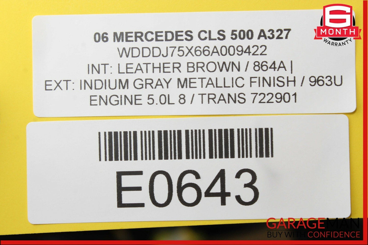 06-08 Mercedes W219 CLS500 CLS550 Front Right Side Mirror Door Rear View Gray