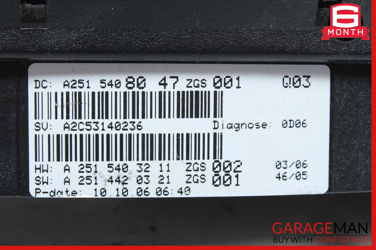 06-07 Mercedes W251 R350 R500 Instrument Cluster Speedometer 2515408047 OEM