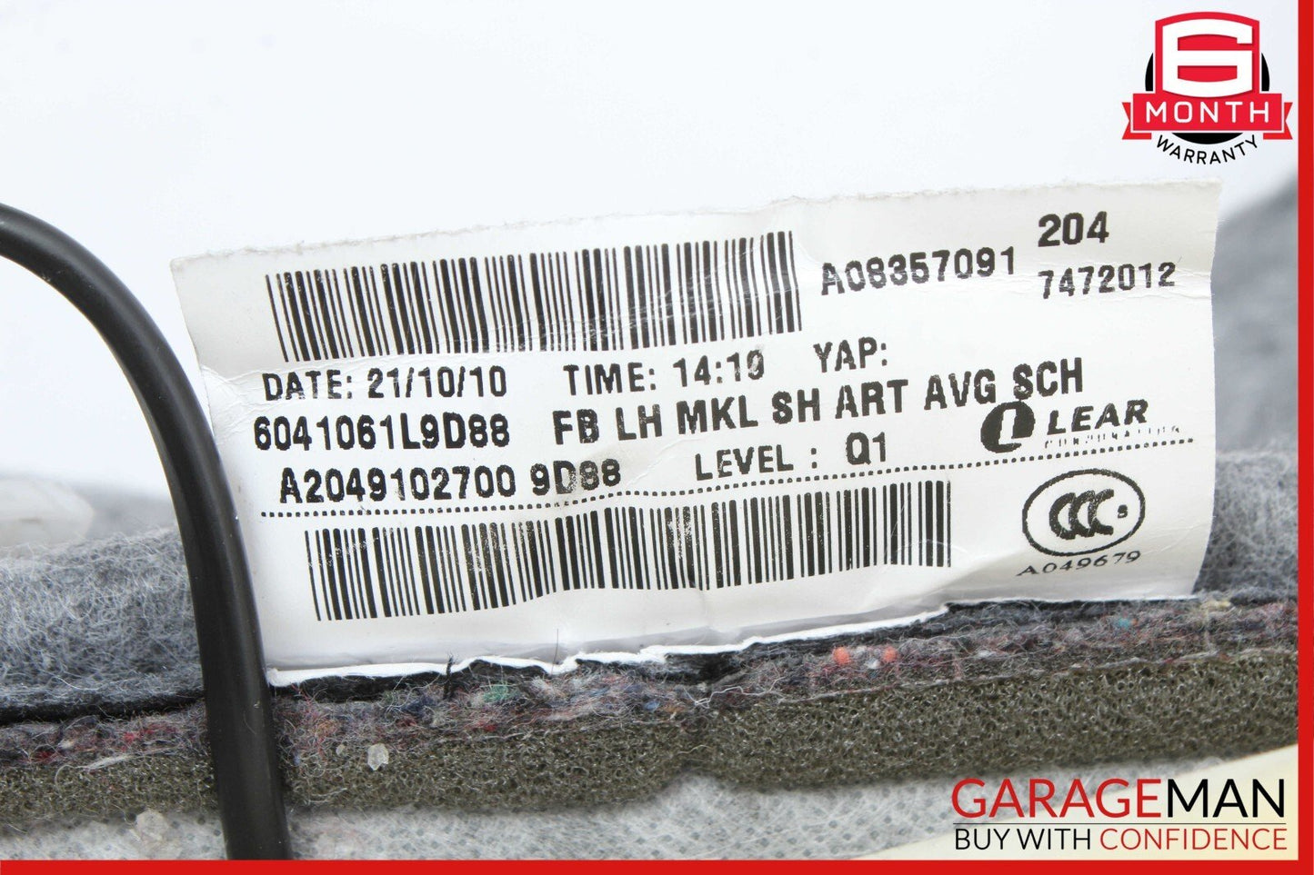08-14 Mercedes W204 C300 4MATIC Front Left Side Top Upper Seat Cushion Black OEM