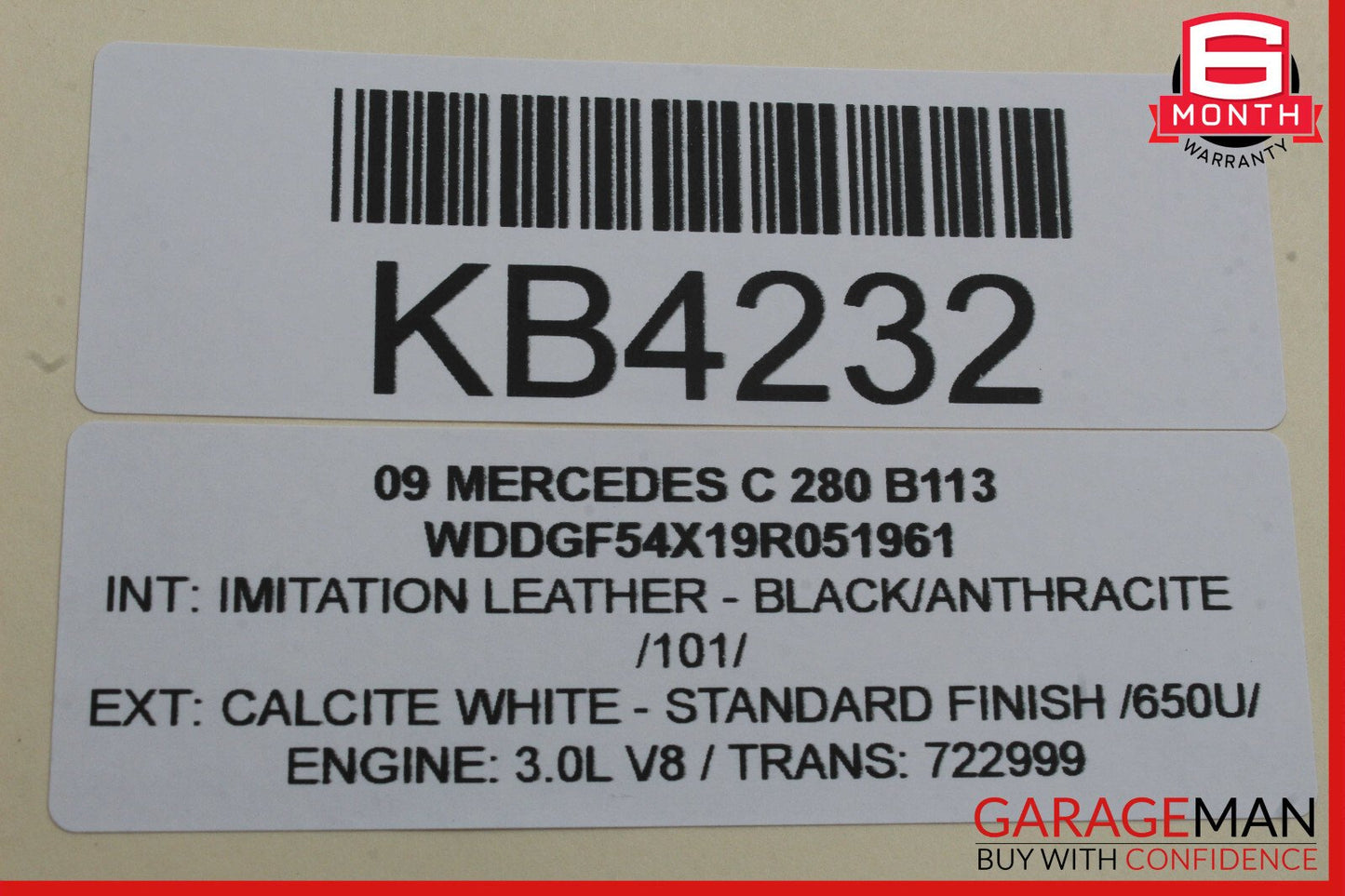 08-11 Mercedes W204 C300 C250 Interior Rear View Mirror Black OEM