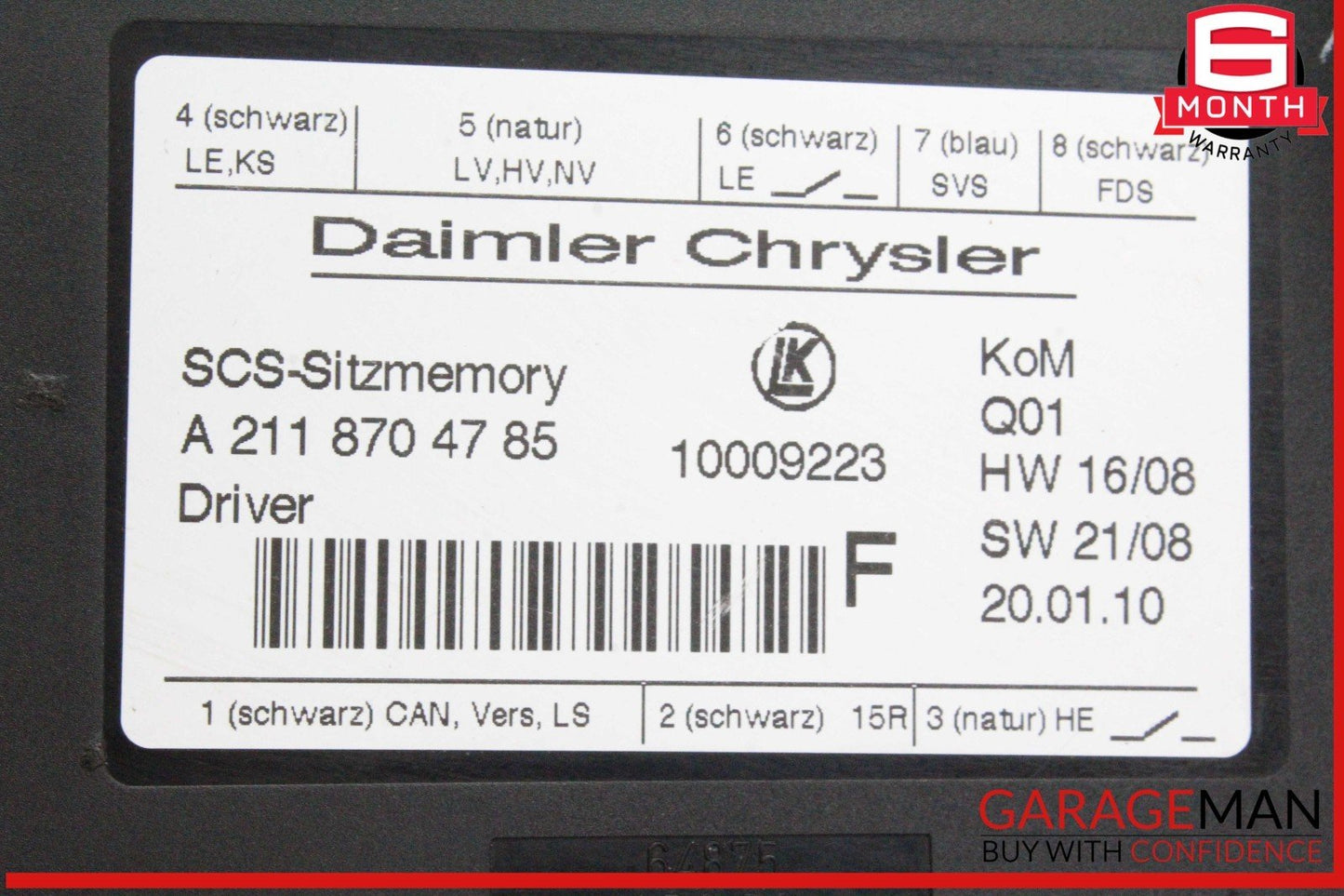 03-13 Mercedes X164 GL450 ML350 Front Left Seat Control Module 2118704785 OEM