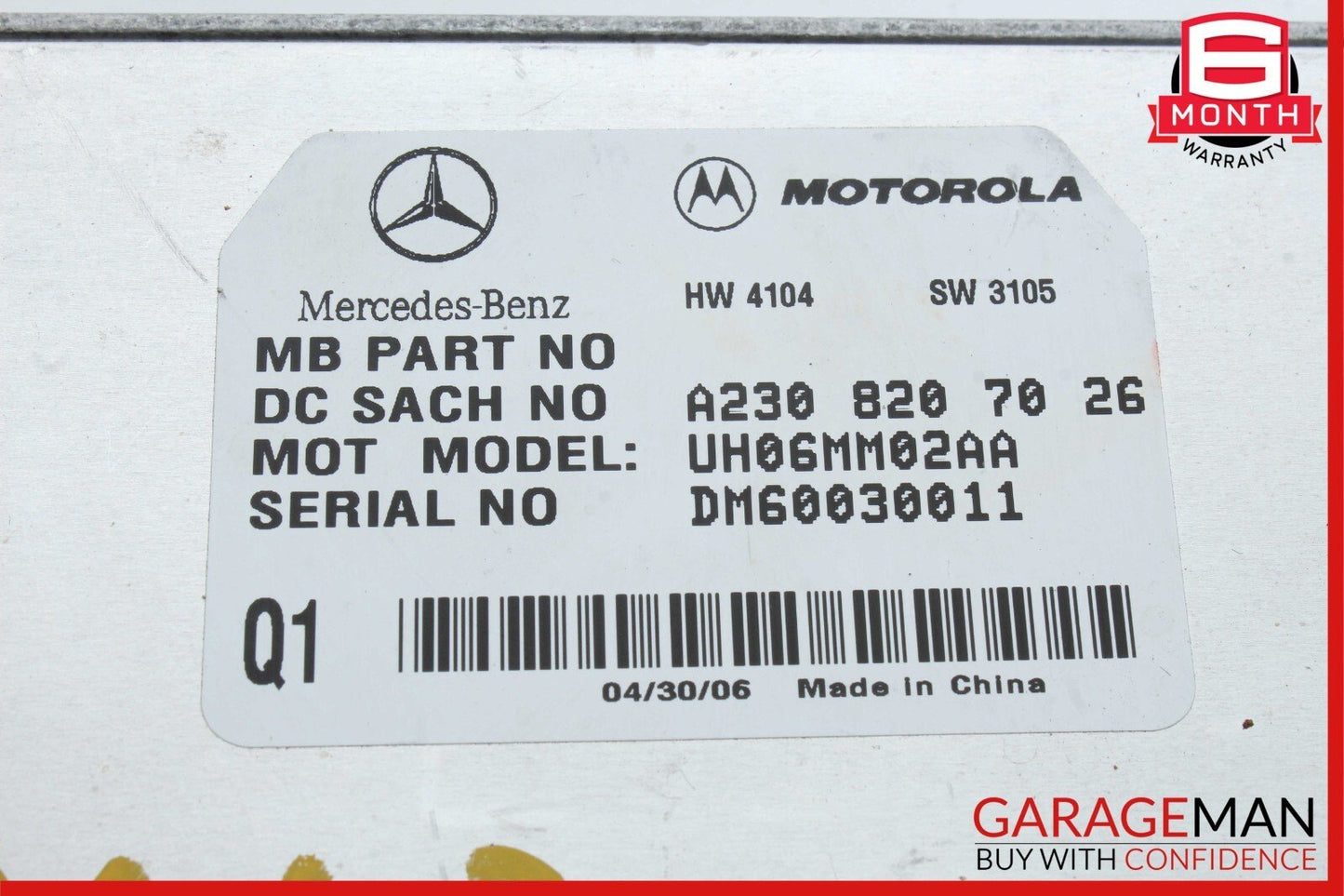 06-12 Mercedes GL450 E350 SL550 Communication Control Module Unit 2308207026