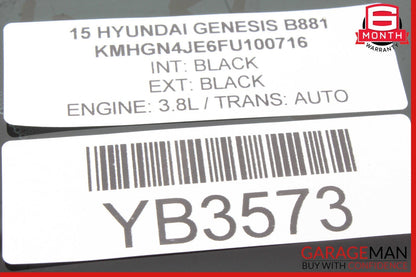 15-20 Hyundai Genesis Rear Right Side Quarter Glass Window Panel OEM