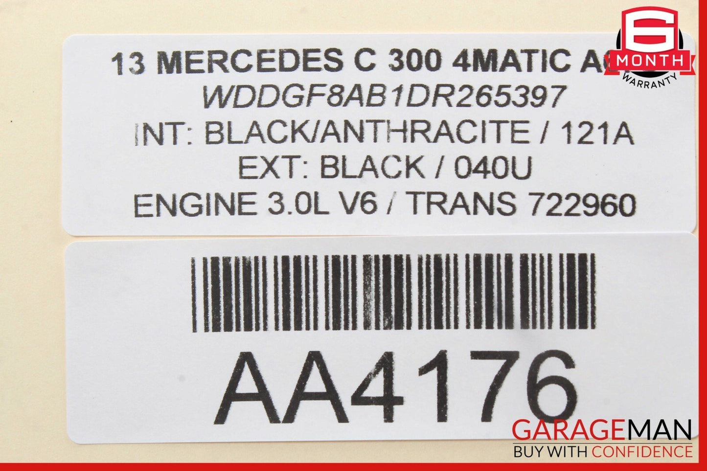 08-14 Mercedes W204 C300 C63 AMG Rear Overhead Dome Light Lamp Reading Map OEM