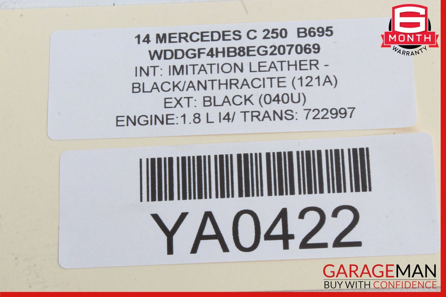 08-14 Mercedes W204 C250 C300 Front Right Side Sun Visor Sunvisor Shade Cover
