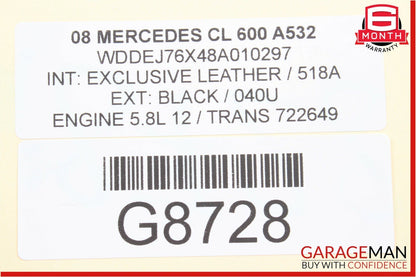 03-13 Mercedes CL600 SL600 V12 M275 Engine Piston & Connecting Rod Assembly