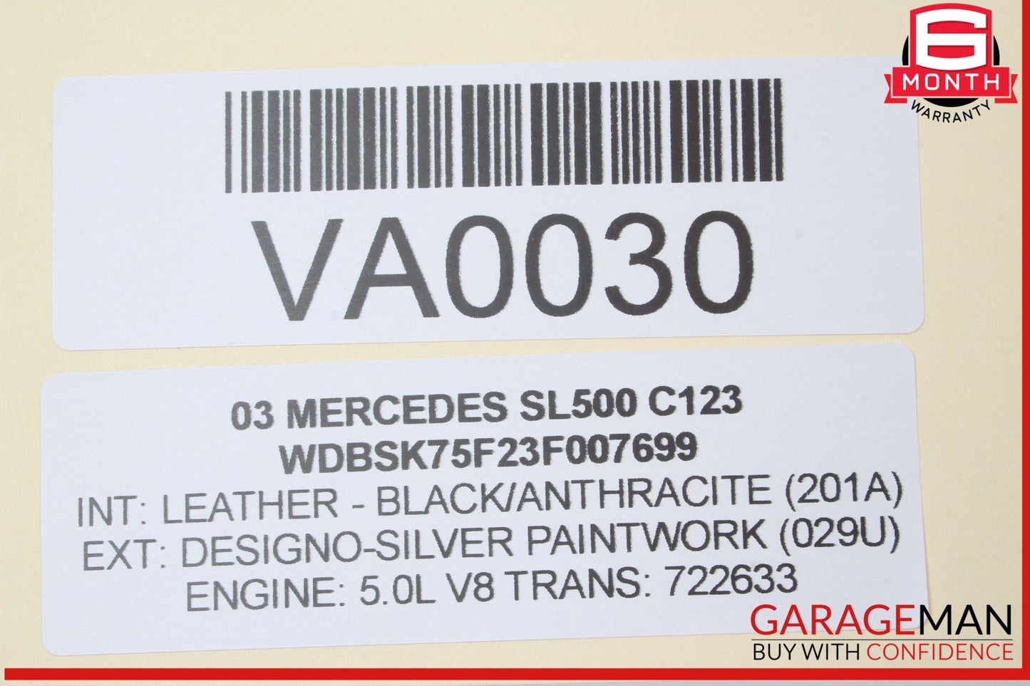03-12 Mercedes R230 SL500 SL550 Convertible Top Right Side Load Assist Cylinder