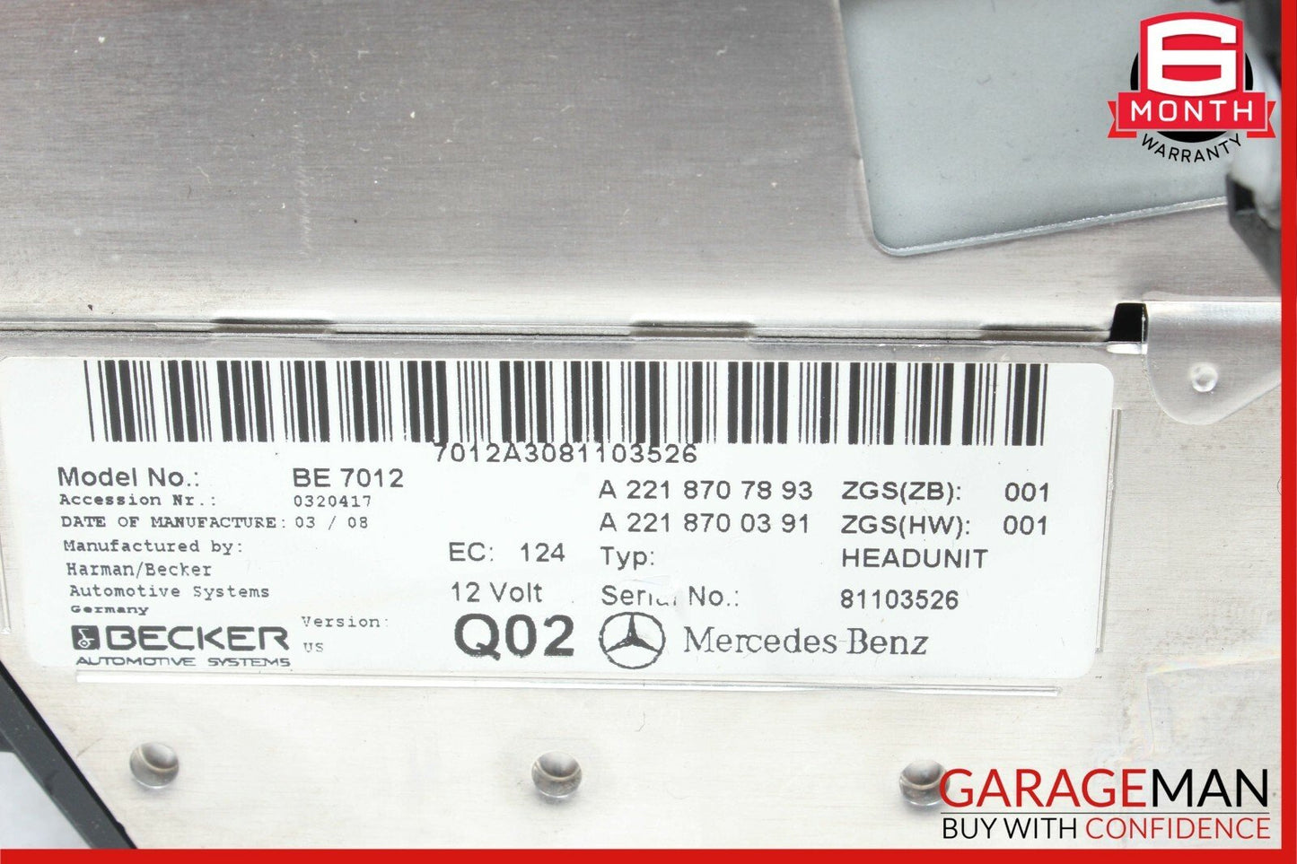 07-09 Mercedes W221 S550 S63 AMG Head Unit Command Comand CD Navigation