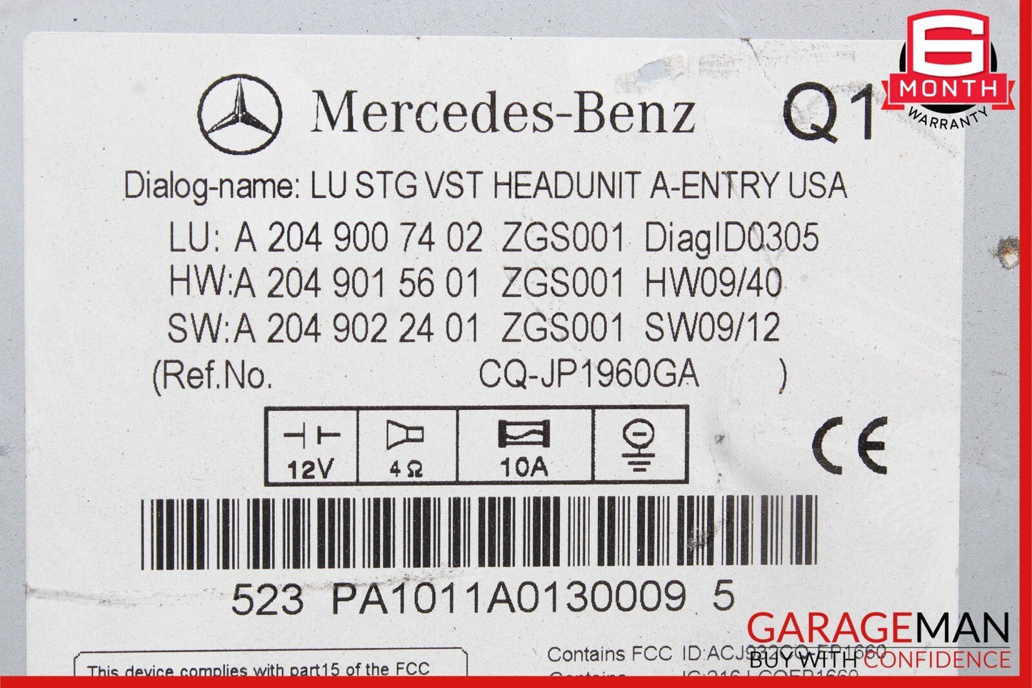 08-11 Mercedes W204 C250 C300 Head Unit Navigation Command Command CD Player OEM