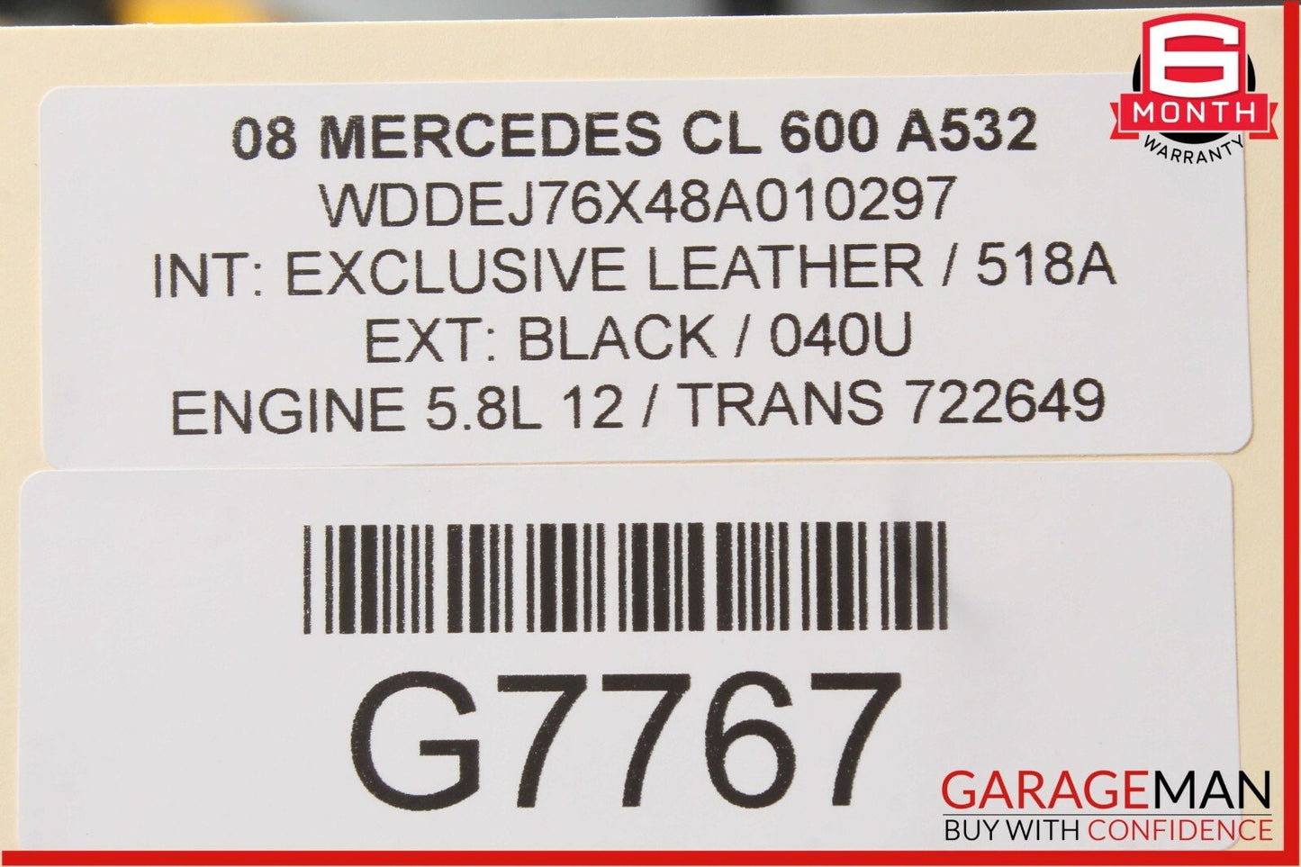 07-09 Mercedes CL600 CL550 S600 Overhead Dome Light Lamp Sunroof Control Gray