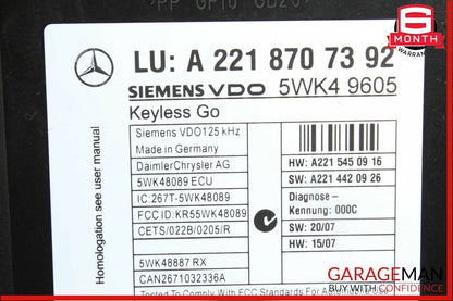 07-14 Mercedes W221 S550 CL550 Door Keyless Go Control Controller Module Unit