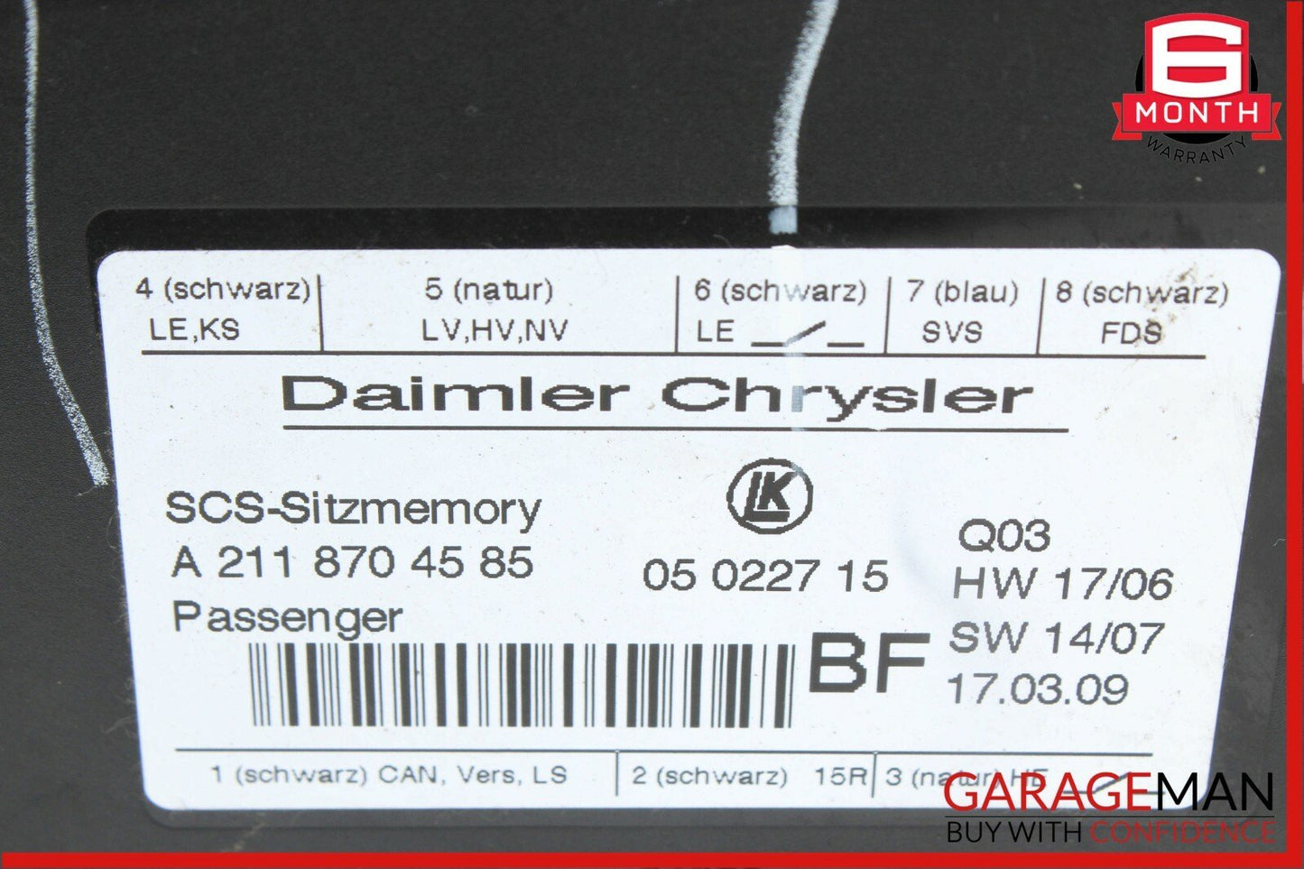 03-11 Mercedes W211 E350 ML55 AMG Seat Control Module Front Right 2118704585 OEM