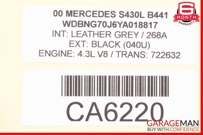 00-06 Mercedes W220 S430 Rear Left Side Door Window Regulator Motor Unit OEM