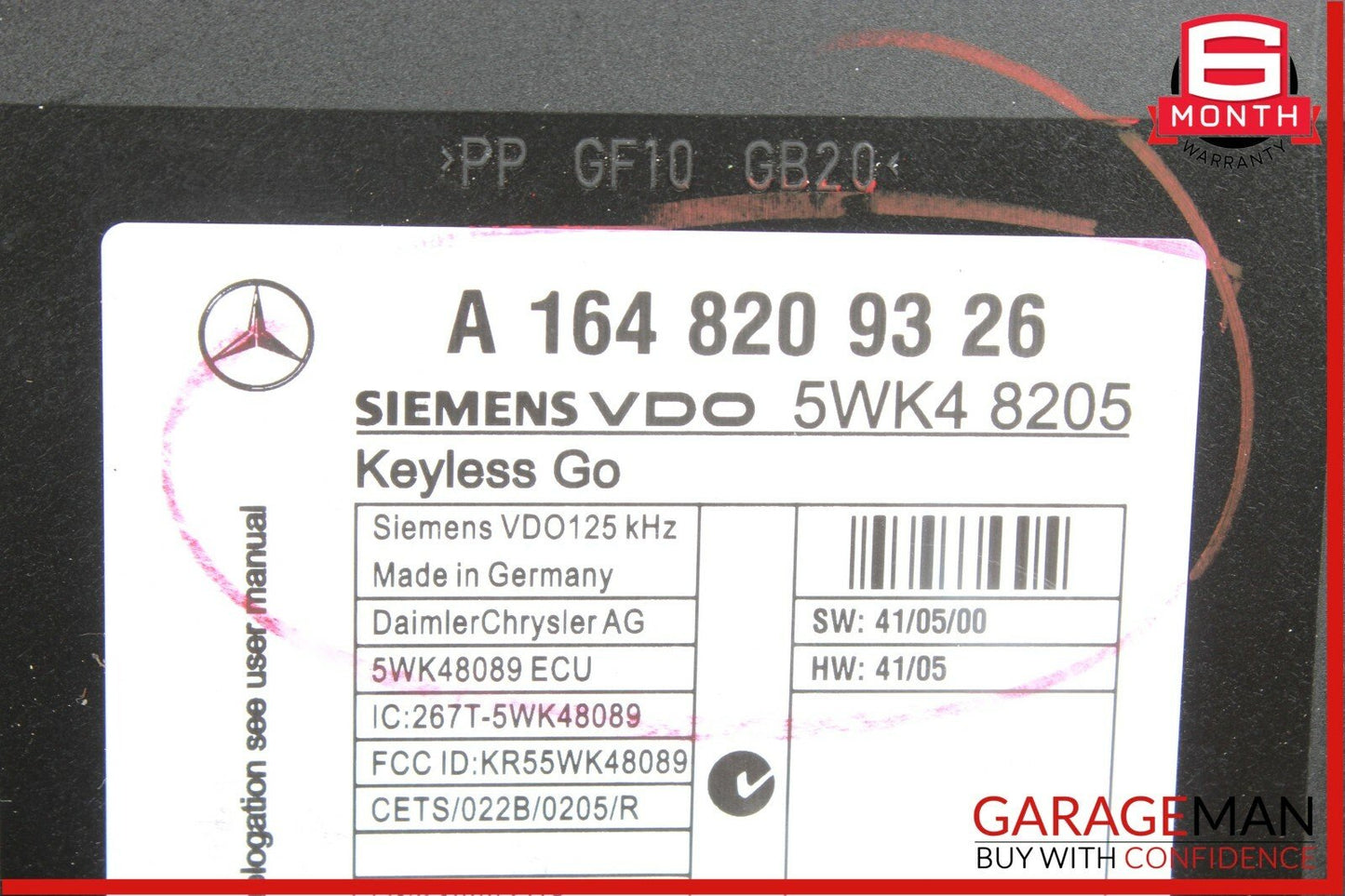 06-12 Mercedes X164 GL450 Keyless Go Entry Control Module 1648209326 OEM