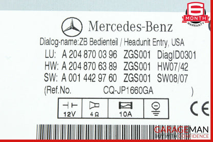 08-11 Mercedes W204 C350 Navigation Command Head Unit DVD CD Audio