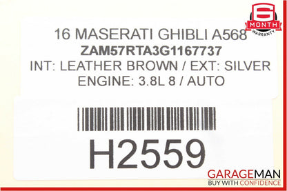 14-17 Maserati Ghibli Rear Overhead Dome Reading Light Map Lamp Assembly
