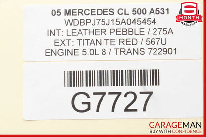 00-06 Mercedes W220 S430 Front Right Side Keyless Go Exterior Door Handle Red
