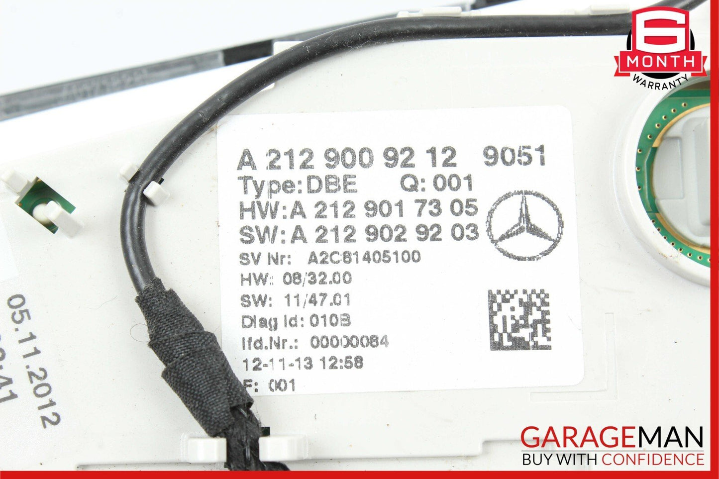 10-16 Mercedes W212 E400 CLS500 Front Overhead Dome Light Lamp Assembly Black