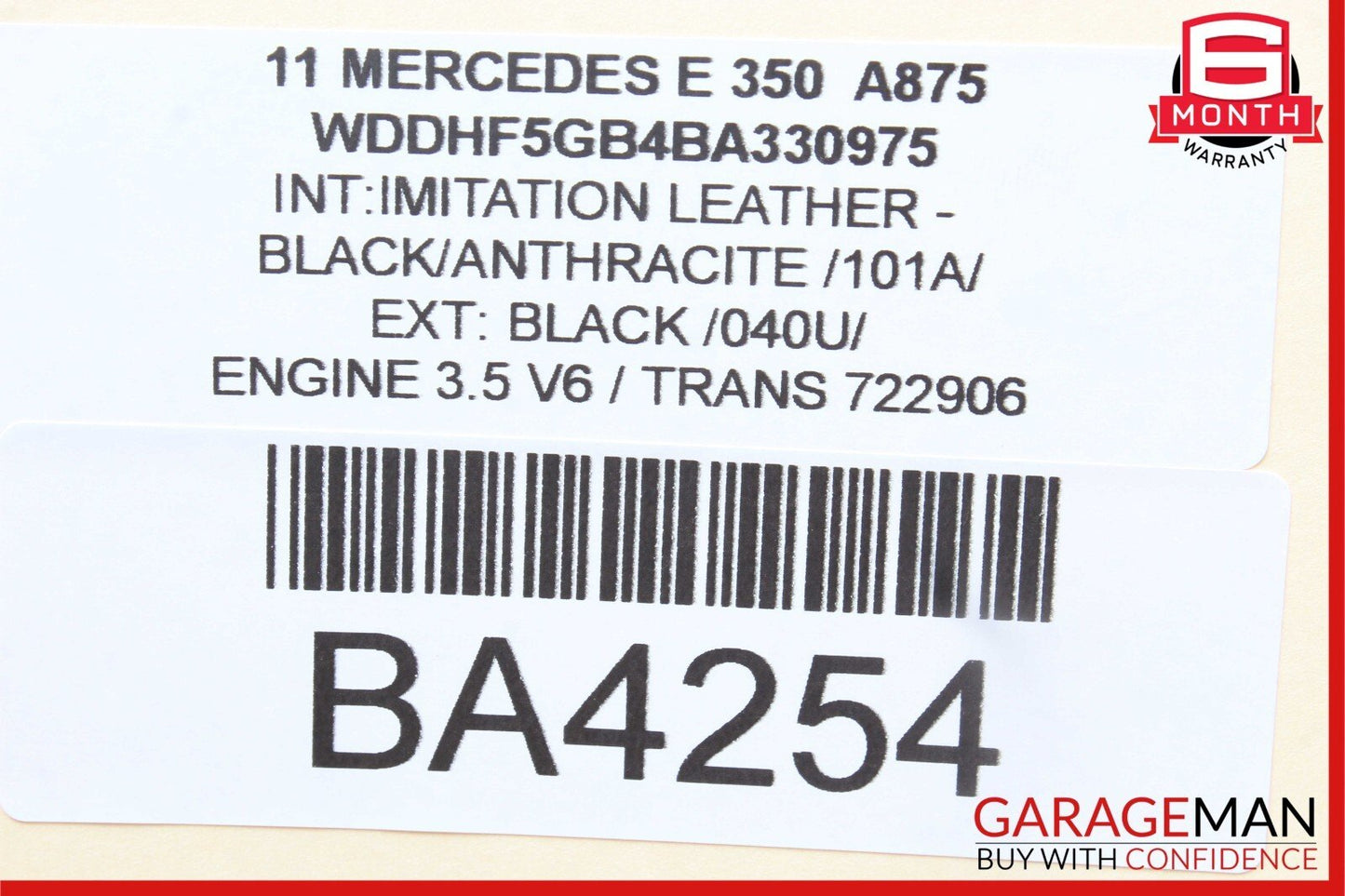 10-16 Mercedes W212 E350 E400 C250 Interior Rear View Mirror Black 2048104217