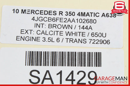 06-13 Mercedes W251 R320 R350 Rear AC A/C Blower Motor Assembly 2518341161 OEM