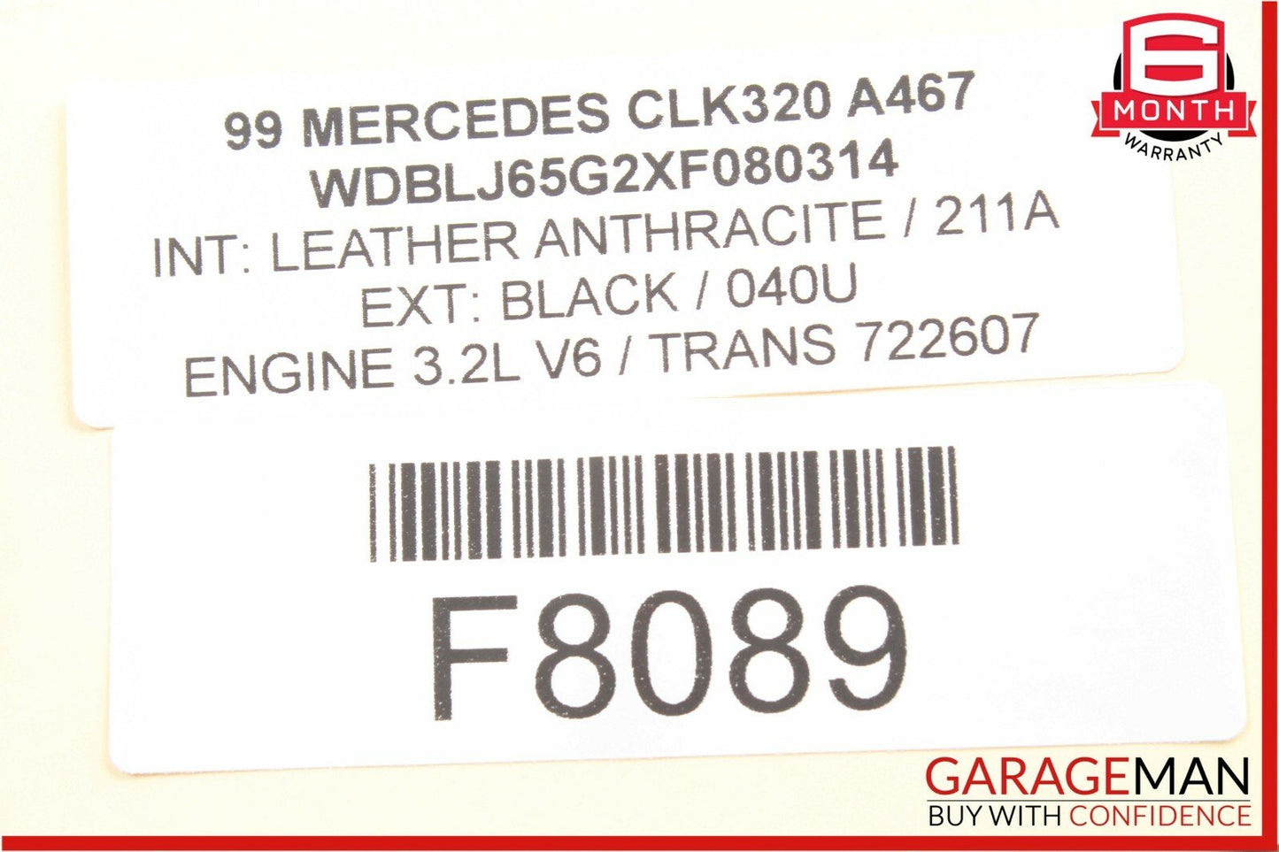 98-03 Mercedes W208 CLK320 Front Left or Right Seat Head Rest Headrest Black OEM