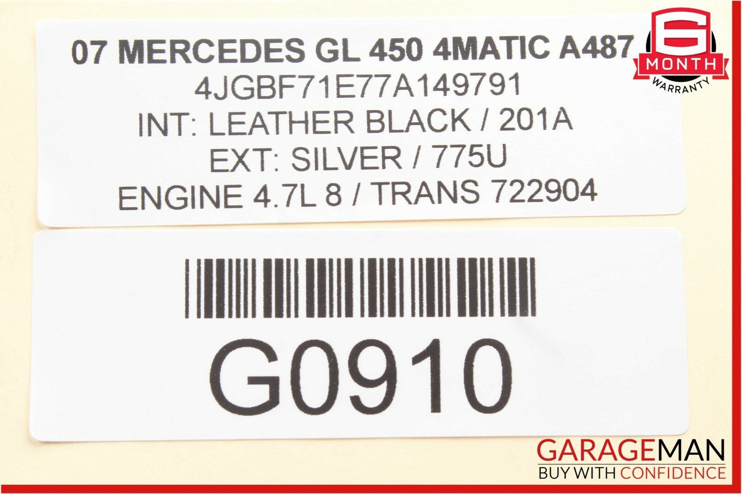 06-12 Mercedes X164 GL450 Rear Right Side 3rd Third Row Seatbelt Retractor Black