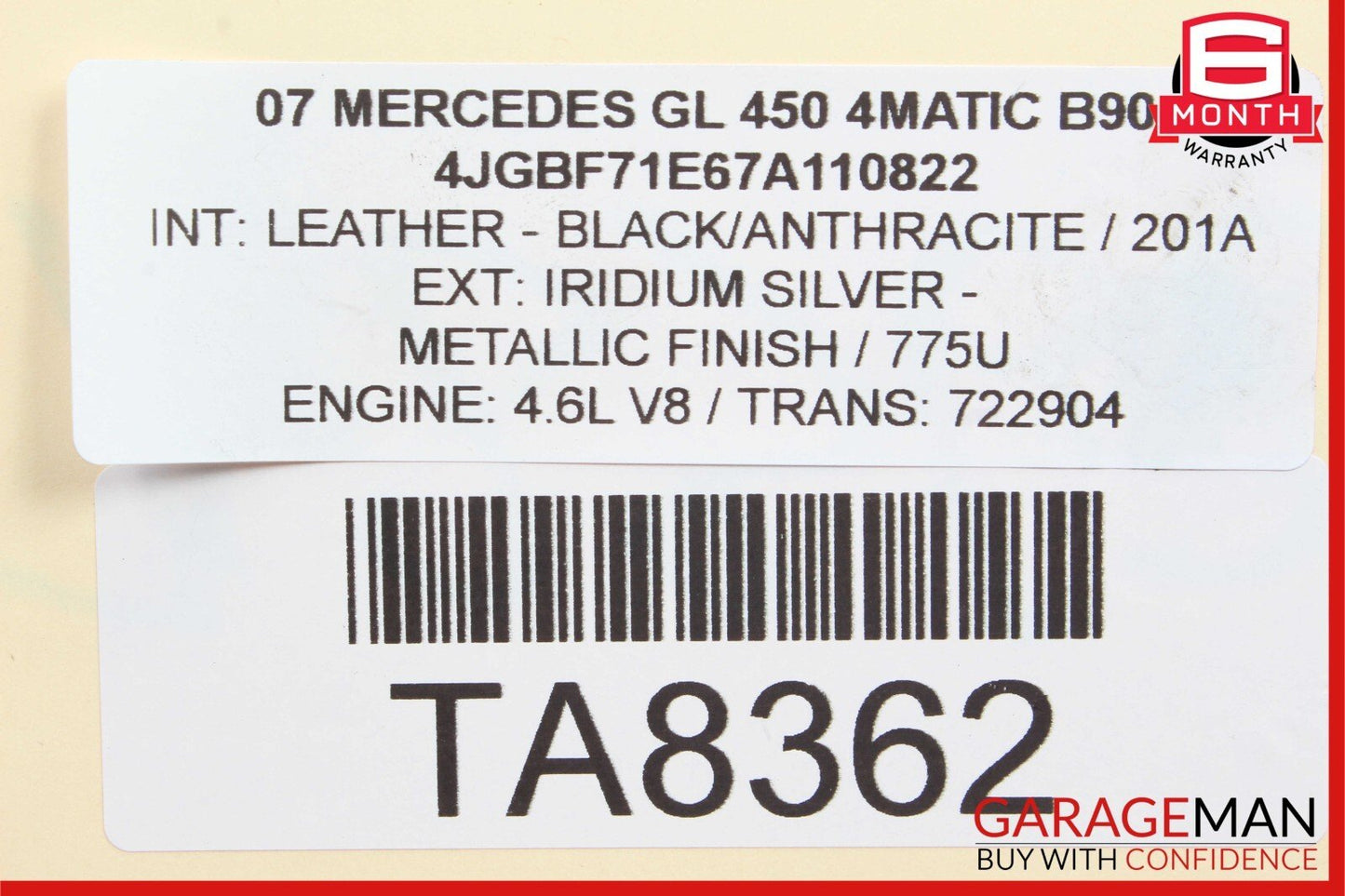06-12 Mercedes X164 GL450 ML550 R350 Upper Radiator Core Tie Bar Support OEM