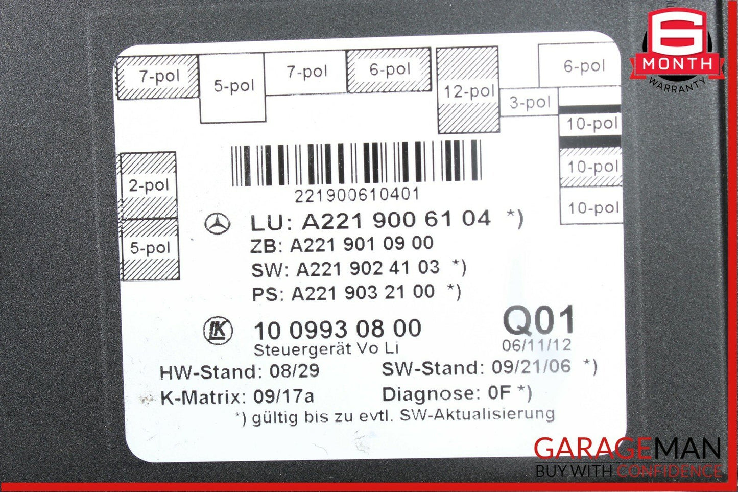 10-13 Mercedes W221 S550 S63 AMG Front Left Driver Side Door Control Module Unit
