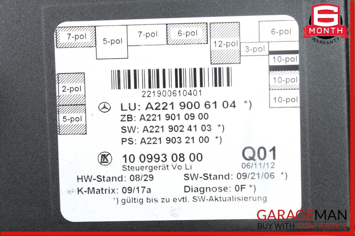 10-13 Mercedes W221 S550 S63 AMG Front Left Driver Side Door Control Module Unit