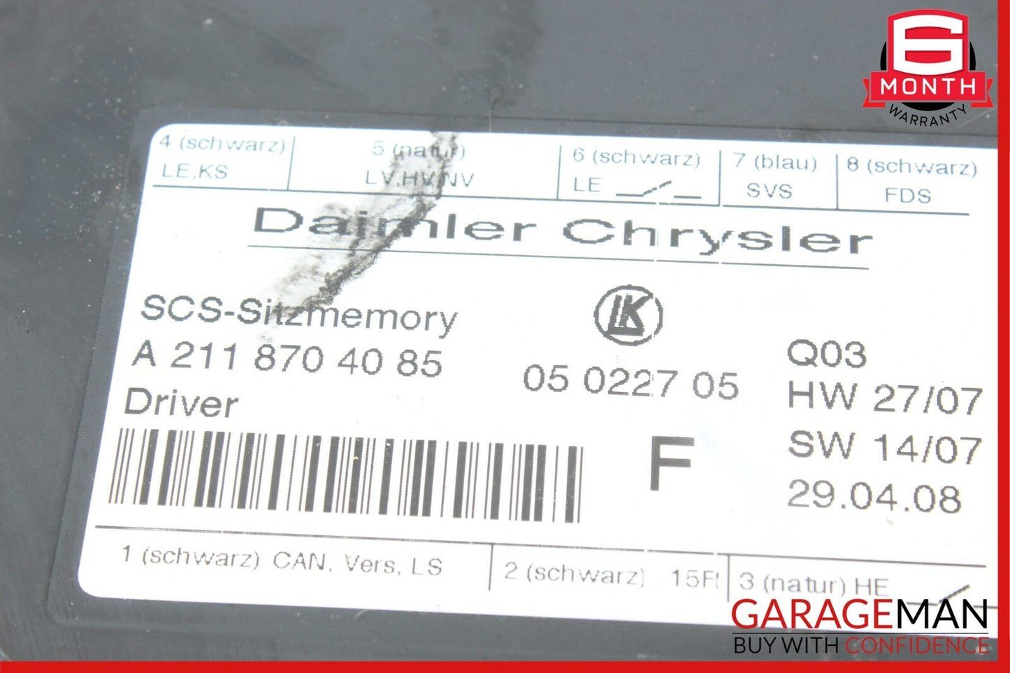 03-12 Mercedes CLS550 GL450 E350 E320 ML500 Front Left Side Seat Control Module