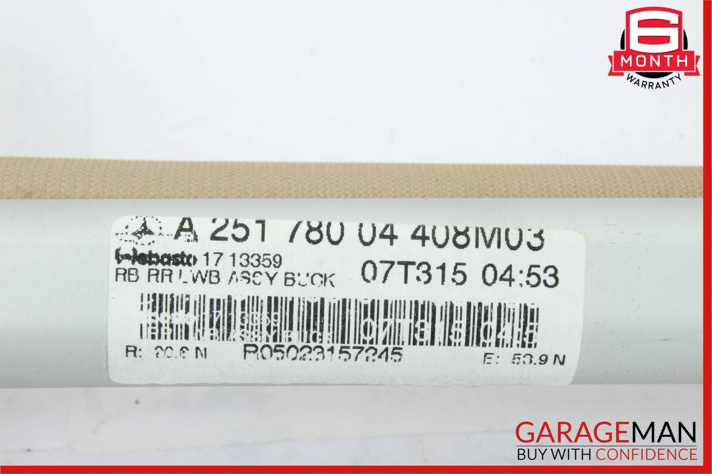 06-09 Mercedes W251 R350 Rear Panoramic Sunroof Roller Blind Shade Cover Brown