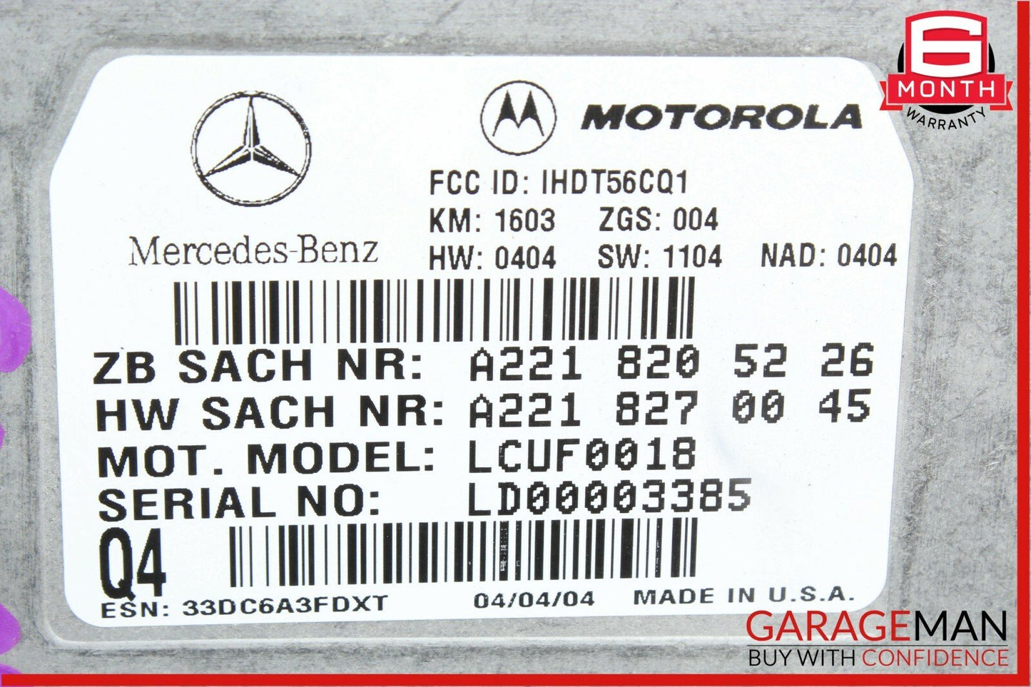 03-12 Mercedes CLK500 SL500 S600 C55 AMG Voice Communication Control Module Q4