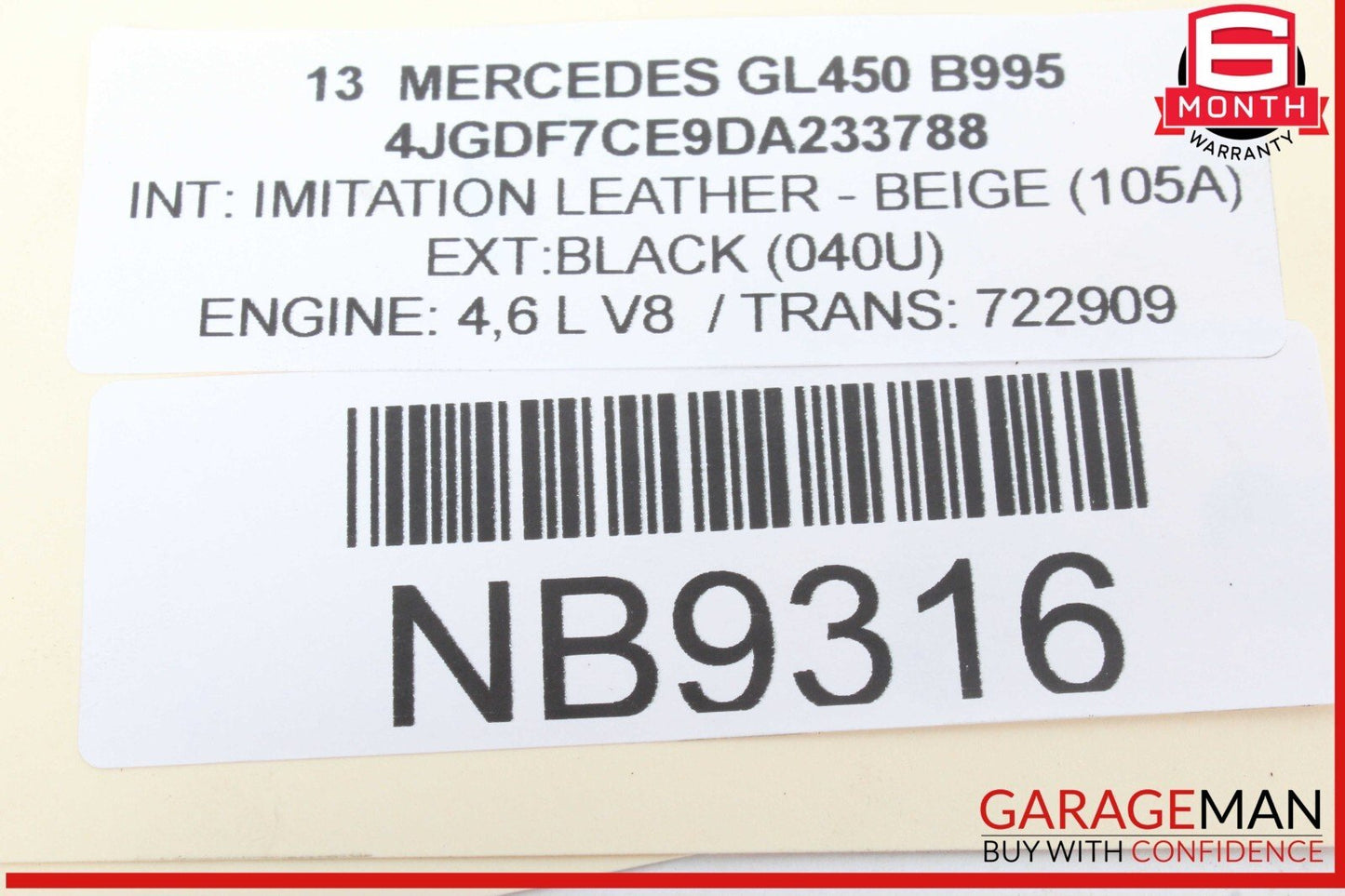 11-20 Mercedes X166 GL450 SL550 Right Side Air Intake Hose Duct Pipe OEM
