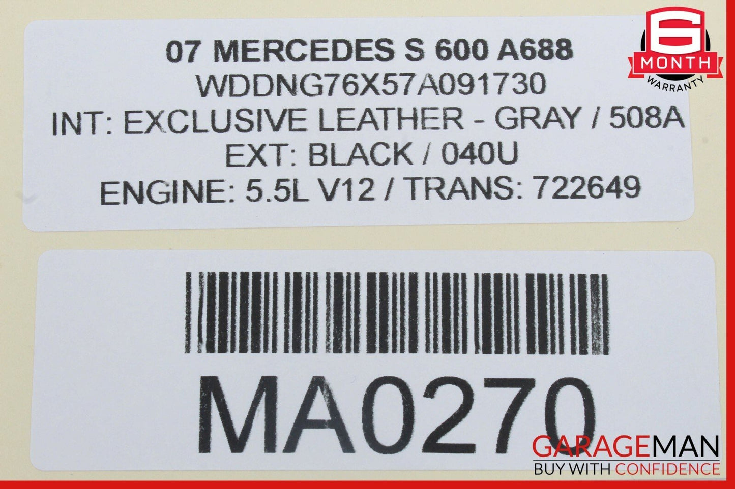07-10 Mercedes S600 CL550 Steering Column Control Switches Arms Black OEM