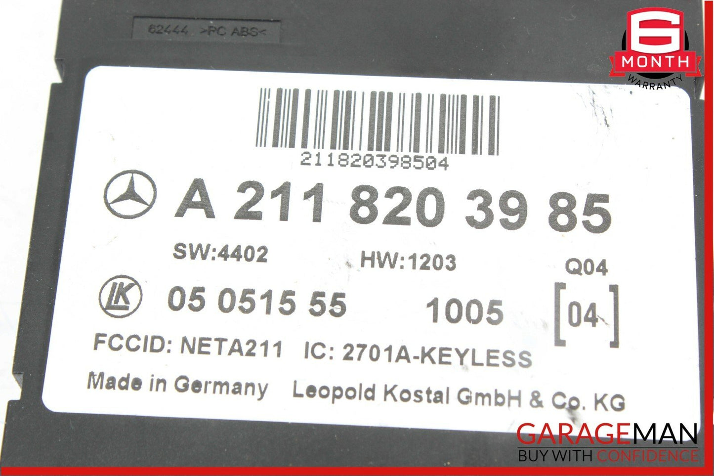03-11 Mercedes CLS500 E63 AMG Keyless Go Entry Control Module Unit OEM